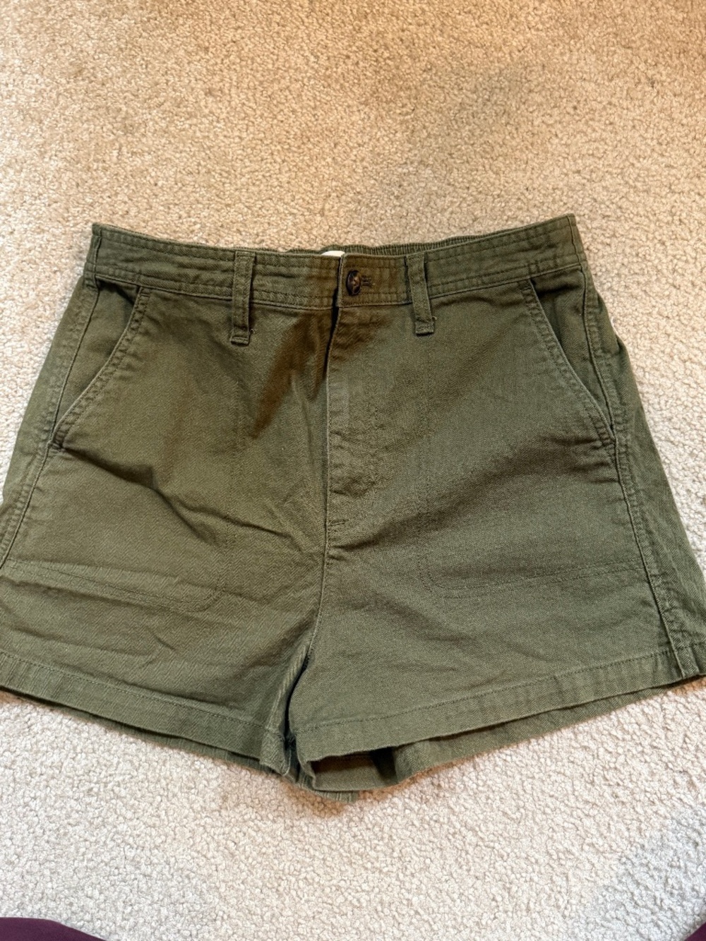 Madewell High Rise Utility Camp Shorts Sz M Green Cotton